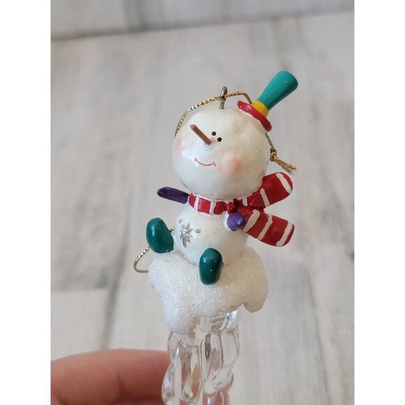 Icicle snowman glitter Top Hat star ornament Xmas decor - Picture 3 of 7